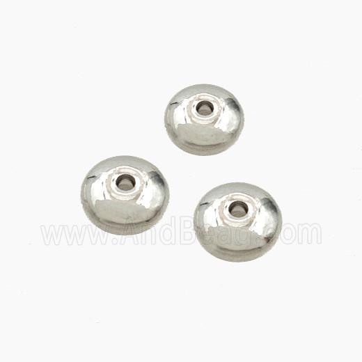 Copper Rondelle Beads Smooth Platinum Plated