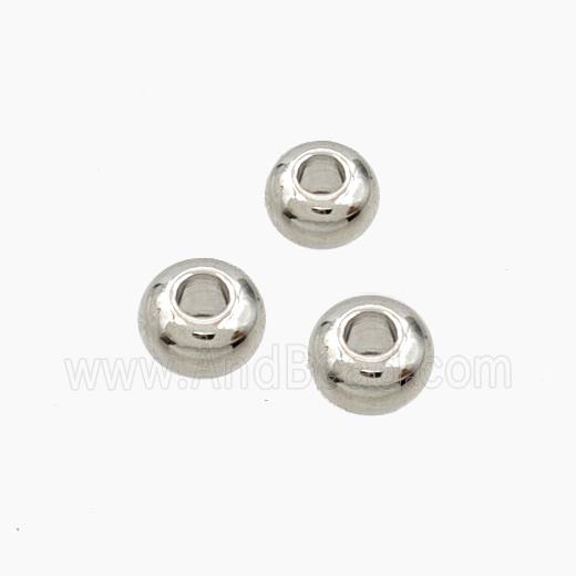 Copper Rondelle Beads Smooth Platinum Plated