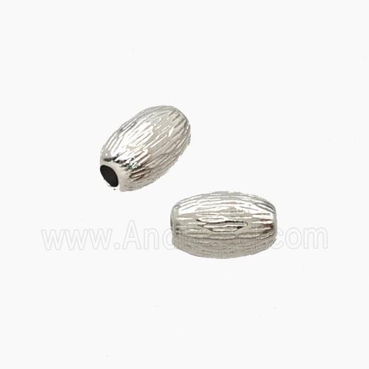 Copper Rice Beads Ribbed Platinum Plated