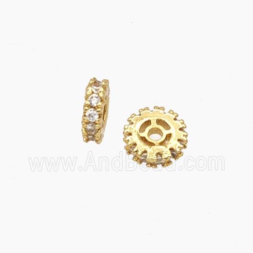 Copper Heishi Spacer Beads Pave Zirconia Gold Plated