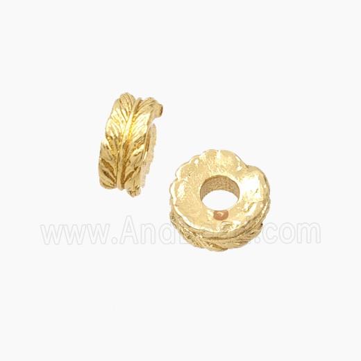 Copper Heishi Spacer Beads Feather Gold Plated