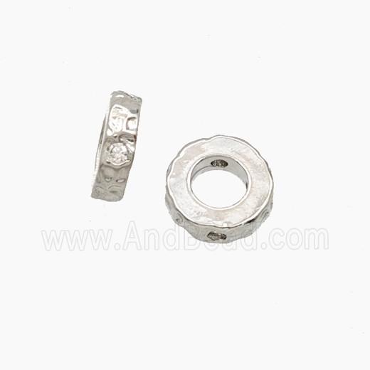 Copper Rings Beads Pave Zirconia Platinum Plated