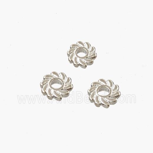 Copper Flower Spacer Beads Platinum Plated