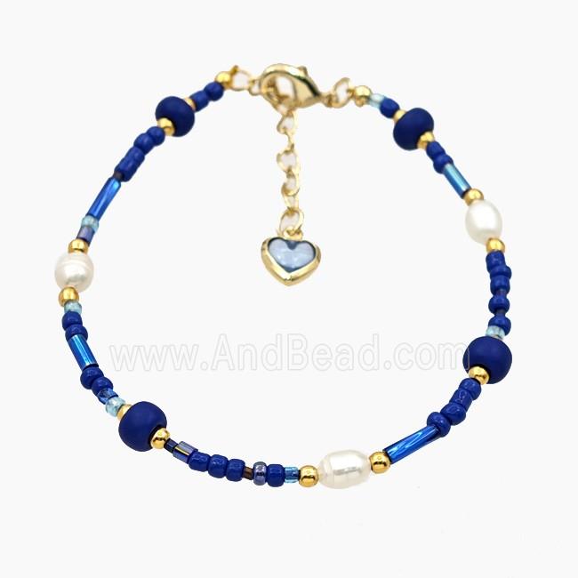 Seed Glass Bracelets With Pearl Adjustable