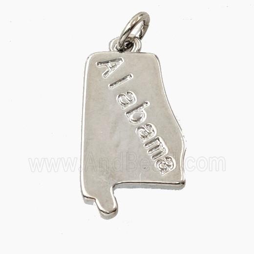 Copper Alabama Maps Pendant Platinum Plated