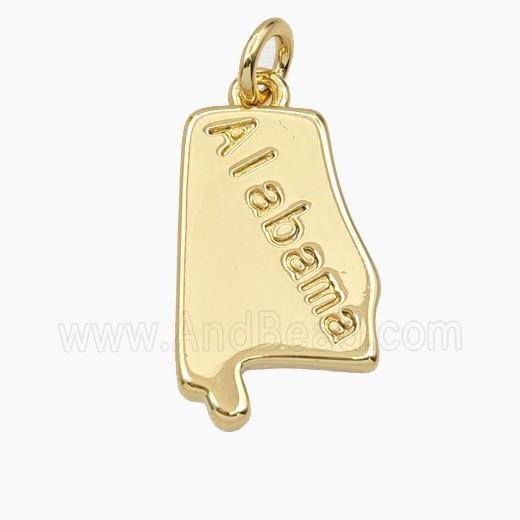 Copper Alabama Maps Pendant Gold Plated