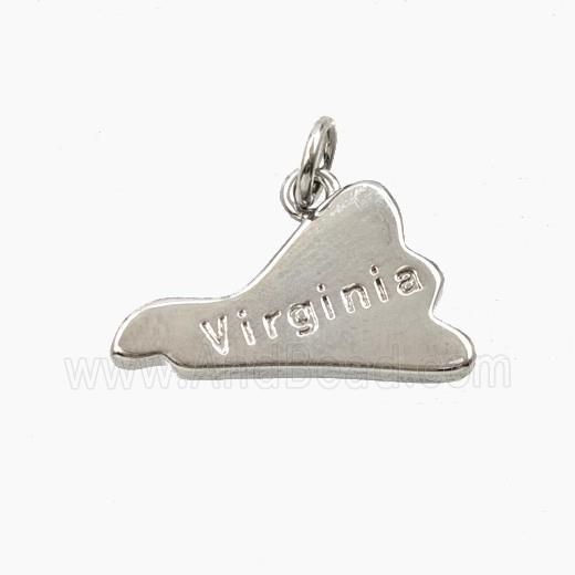 Copper Virginia Maps Pendant Platinum Plated