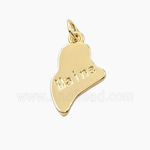 Copper Maps Of Maine Pendant Gold Plated
