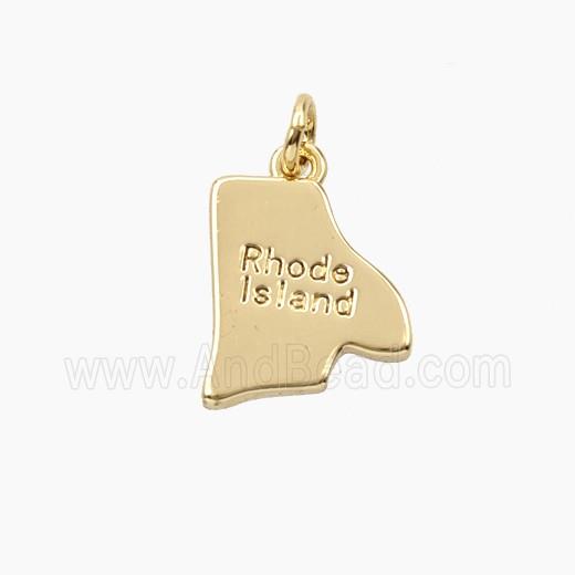 Copper Maps Of Rhode Island Pendant Gold Plated