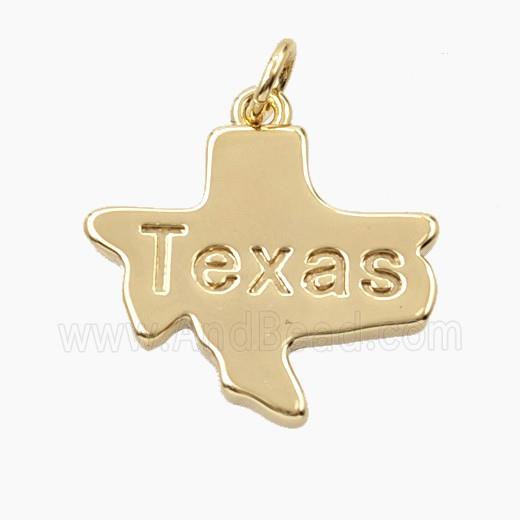 Copper Maps Of Texas Pendant Gold Plated