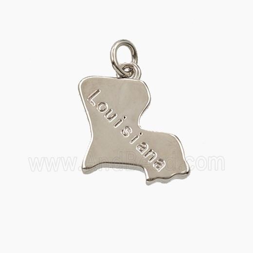 Copper Maps Of Louisiana Pendant Platinum Plated