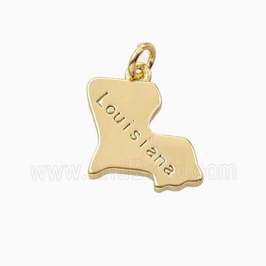 Copper Maps Of Louisiana Pendant Gold Plated