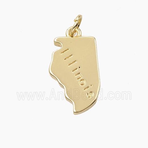 Copper Maps Of illinois Pendant Gold Plated