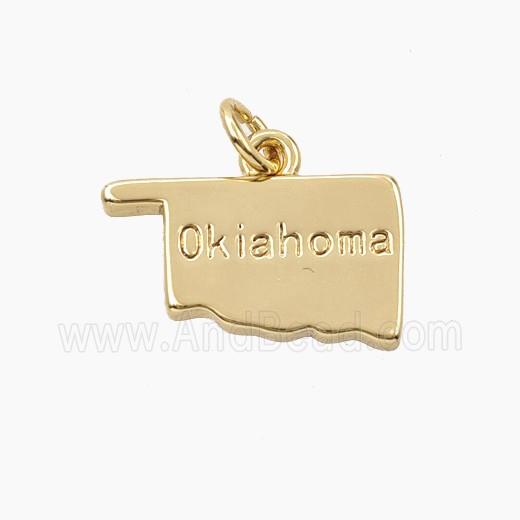 Copper Maps Of Oklahoma Pendant Gold Plated