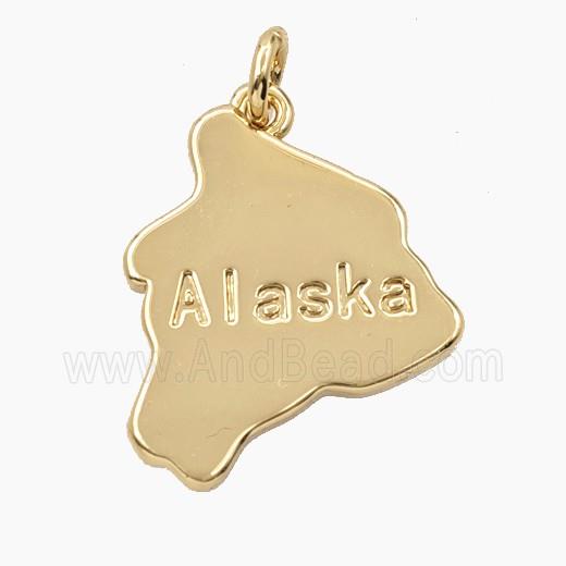 Copper Maps Of Alaska Pendant Gold Plated