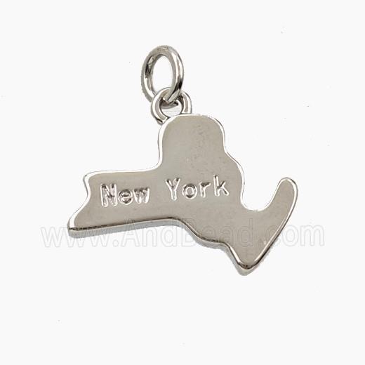 Copper Maps Of New York Pendant Platinum Plated