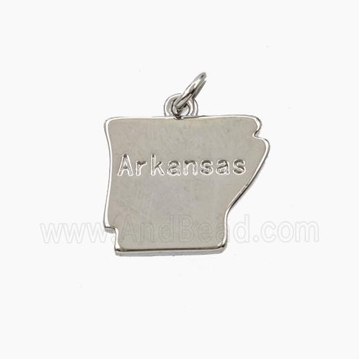 Copper Maps Of Arkansas Pendant Platinum Plated