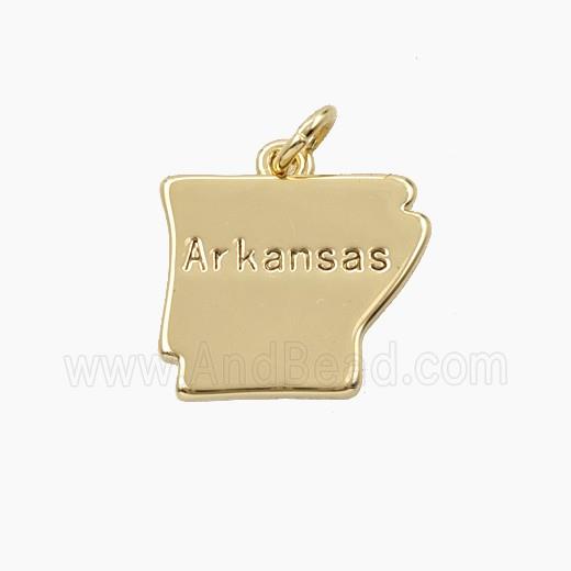 Copper Maps Of Arkansas Pendant Gold Plated