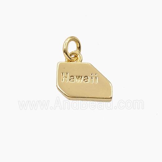 Copper Maps Of Hawaii Pendant Gold Plated