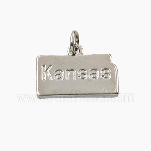 Copper Maps Of Kansas Pendant Platinum Plated