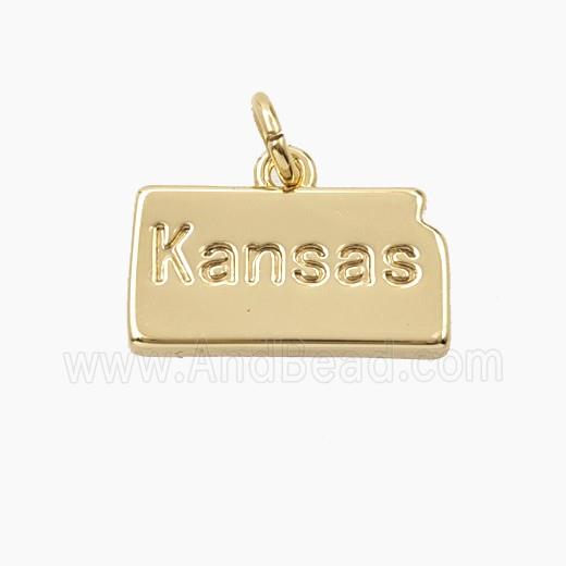 Copper Maps Of Kansas Pendant Gold Plated