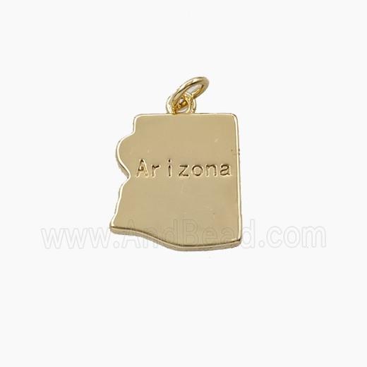 Copper Maps Of Arizona Pendant Gold Plated