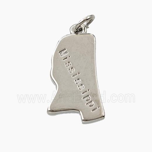 Copper Maps Of Mississippi Pendant Platinum Plated