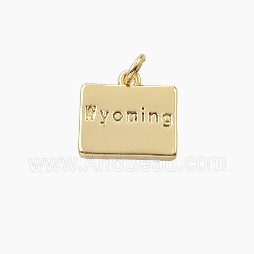 Copper Maps Of Wyoming Pendant Gold Plated