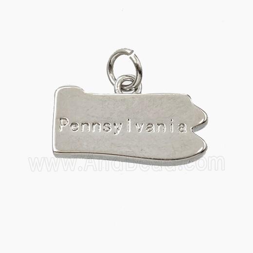 Copper Maps Of Pennsylvania Pendant Platinum Plated