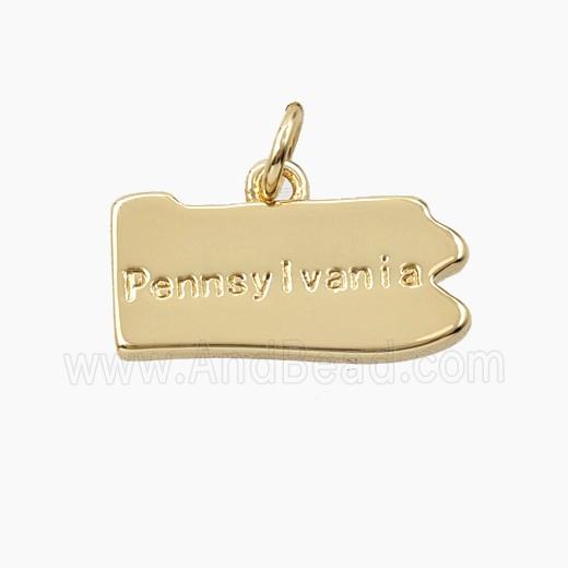Copper Maps Of Pennsylvania Pendant Gold Plated