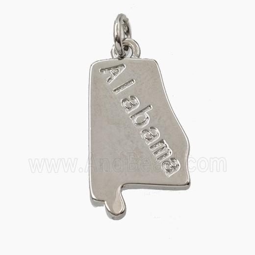 Copper Maps Of Alabama Pendant Platinum Plated
