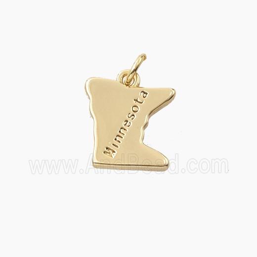 Copper Maps Of Minnesota Pendant Gold Plated