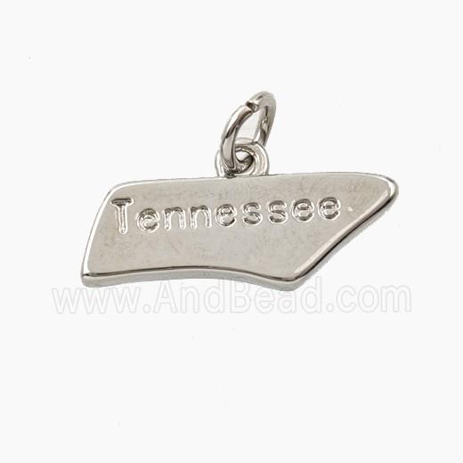 Copper Maps Of Tennessee Pendant Platinum Plated