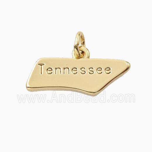 Copper Maps Of Tennessee Pendant Gold Plated