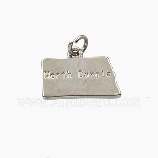 Copper Maps Of North Dakota Pendant Platinum Plated