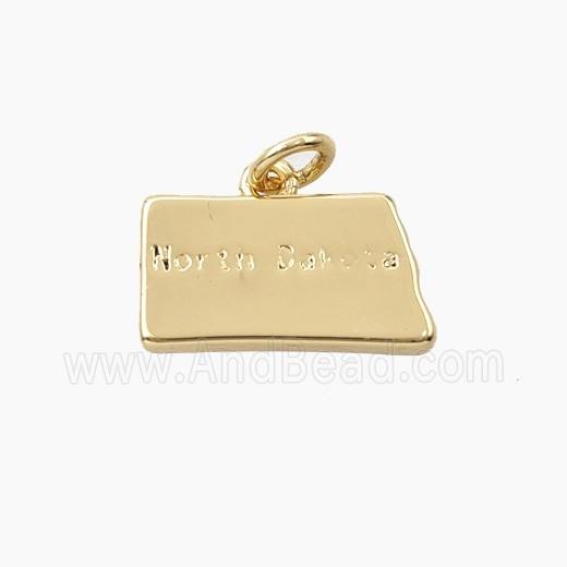 Copper Maps Of North Dakota Pendant Gold Plated