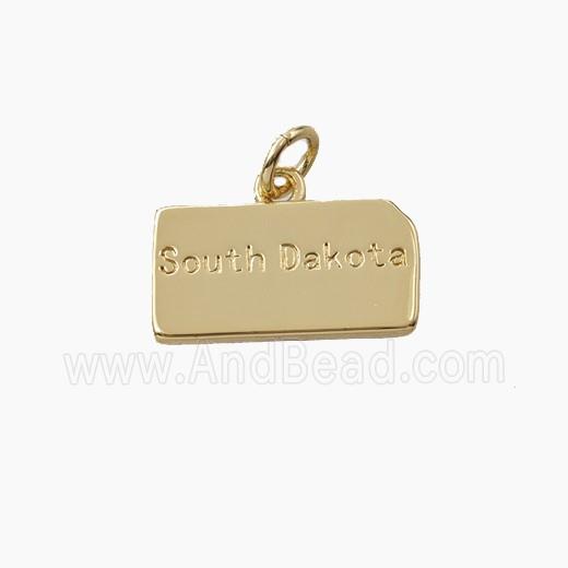 Copper Maps Of South Dakota Pendant Gold Plated