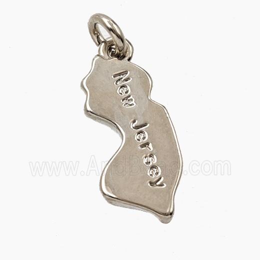 Copper Maps Of New Jersey Pendant Platinum Plated