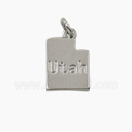 Copper Maps Of Utah Pendant Platinum Plated
