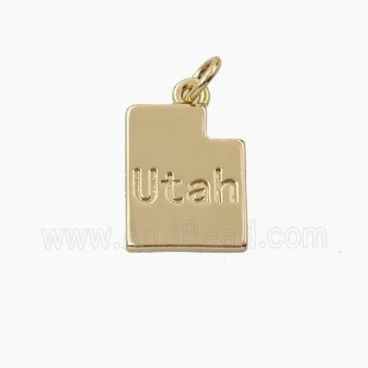 Copper Maps Of Utah Pendant Gold Plated