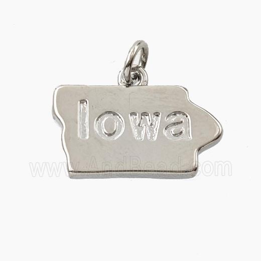Copper Maps Of iowa Pendant Platinum Plated