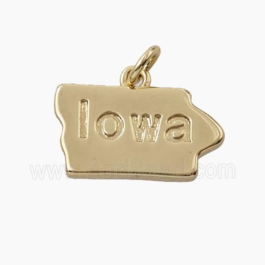 Copper Maps Of iowa Pendant Gold Plated
