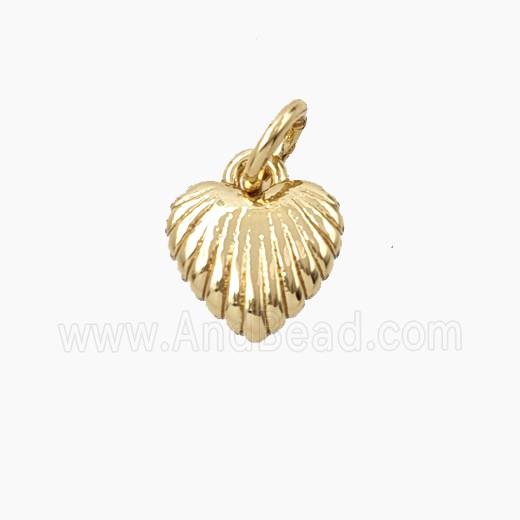 Copper Heart Pendant Ribbed Gold Plated