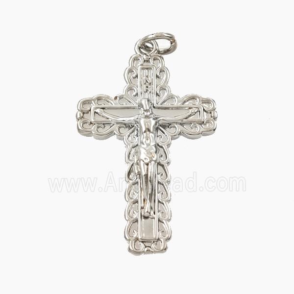 Copper Crucifix Cross Pendant Platinum Plated