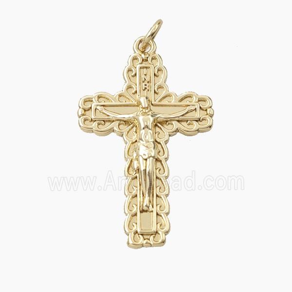 Copper Crucifix Cross Pendant Gold Plated