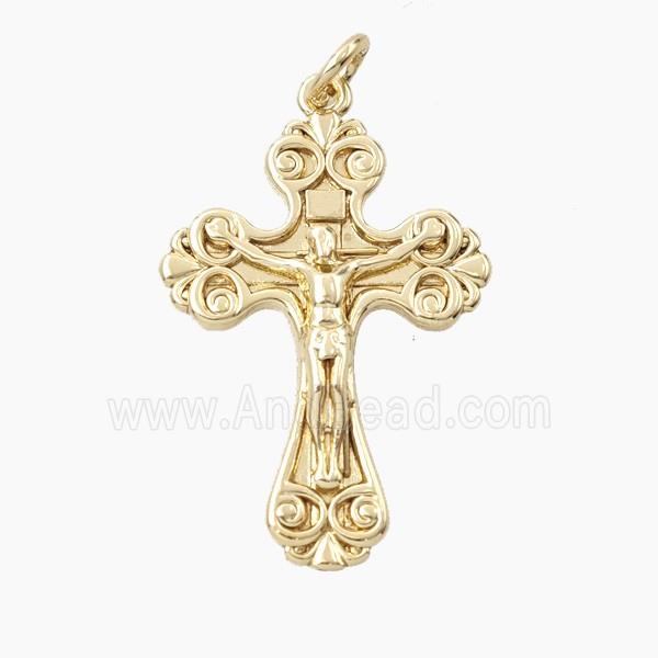 Copper Crucifix Cross Pendant Gold Plated