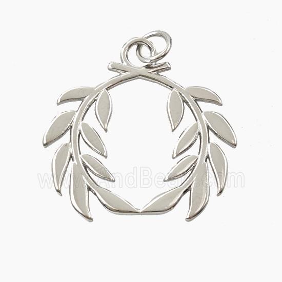 Copper Laurel Wreath Pendant Platinum Plated