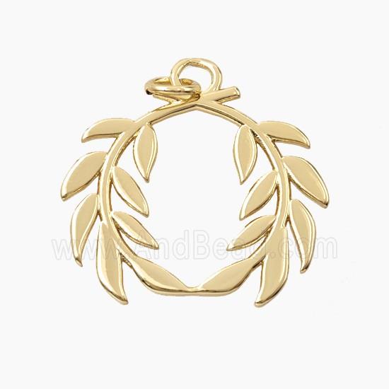 Copper Laurel Wreath Pendant Gold Plated