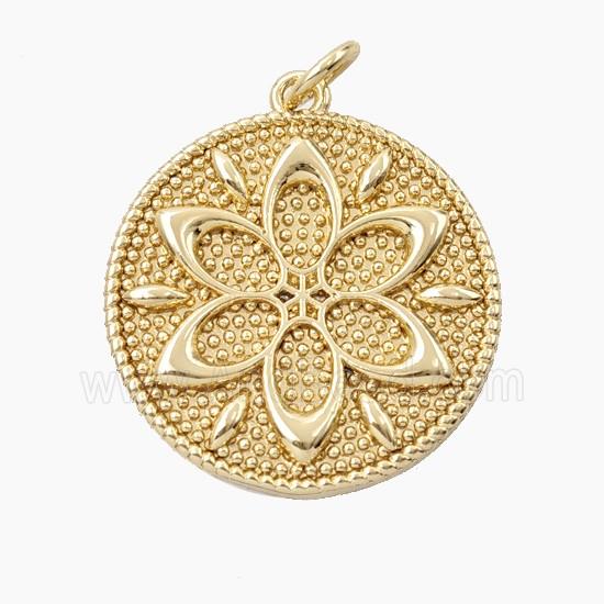 Copper Mandala Flower Pendant Gold Plated