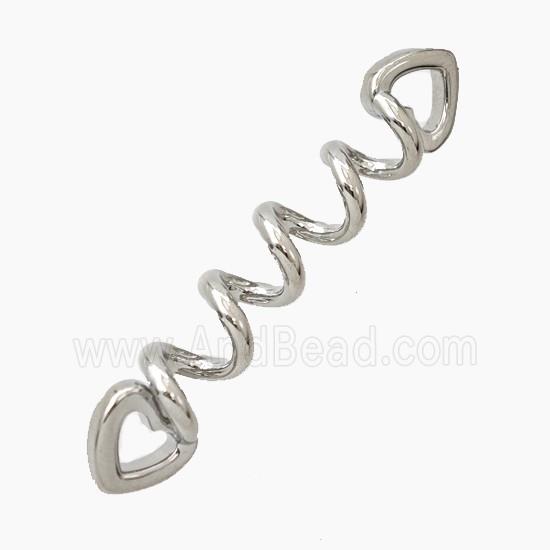 Copper Spiral Heart Connector Platinum Plated
